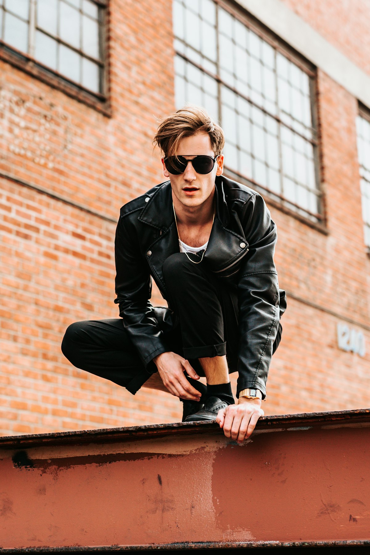 Black leather biker jacket manufactured by Galaxy Leather Pak